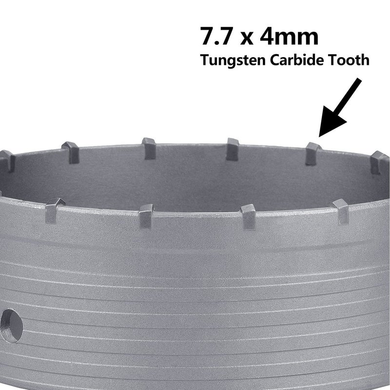 GUICGOC 150mm / 5.9 inch Concrete Hole Saw with 220mm SDS Plus Shank Connecting Rod, Tungsten Carbide Teeth (7.7mm x 4mm) Cement Hole Saw for Concrete Cement Brick Wall Stone 150mm / 5.9 inch - Image 4